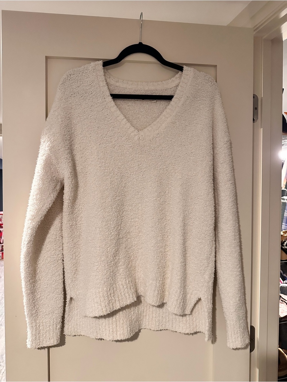 UGG Cozy V-Neck Plush Sweater - Cream